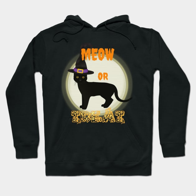 Magical Halloween Cat Hoodie by Lucia